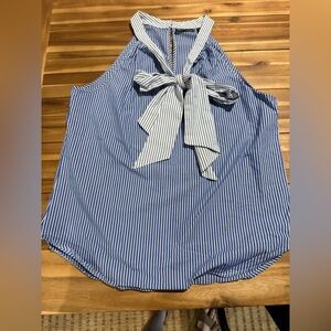 7th avenue striped sleeveless blouse medium